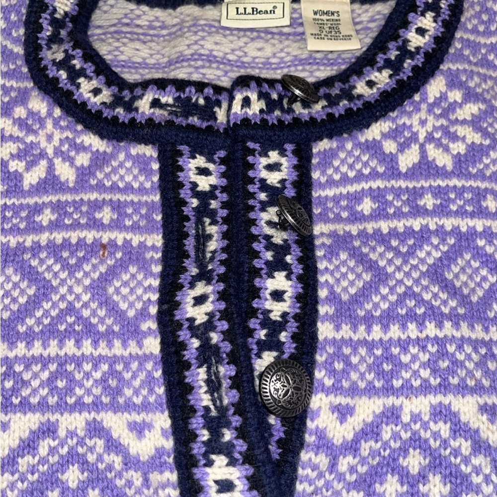 Lands End Wool Purple sweater XL - Picture 3 of 4